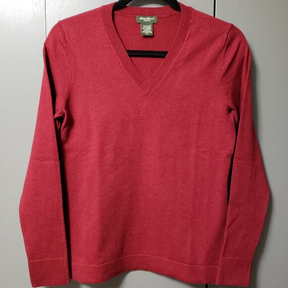 Eddie Bauer Cotton Cashmere Blend V-Neck Sweater - Picture 1 of 5